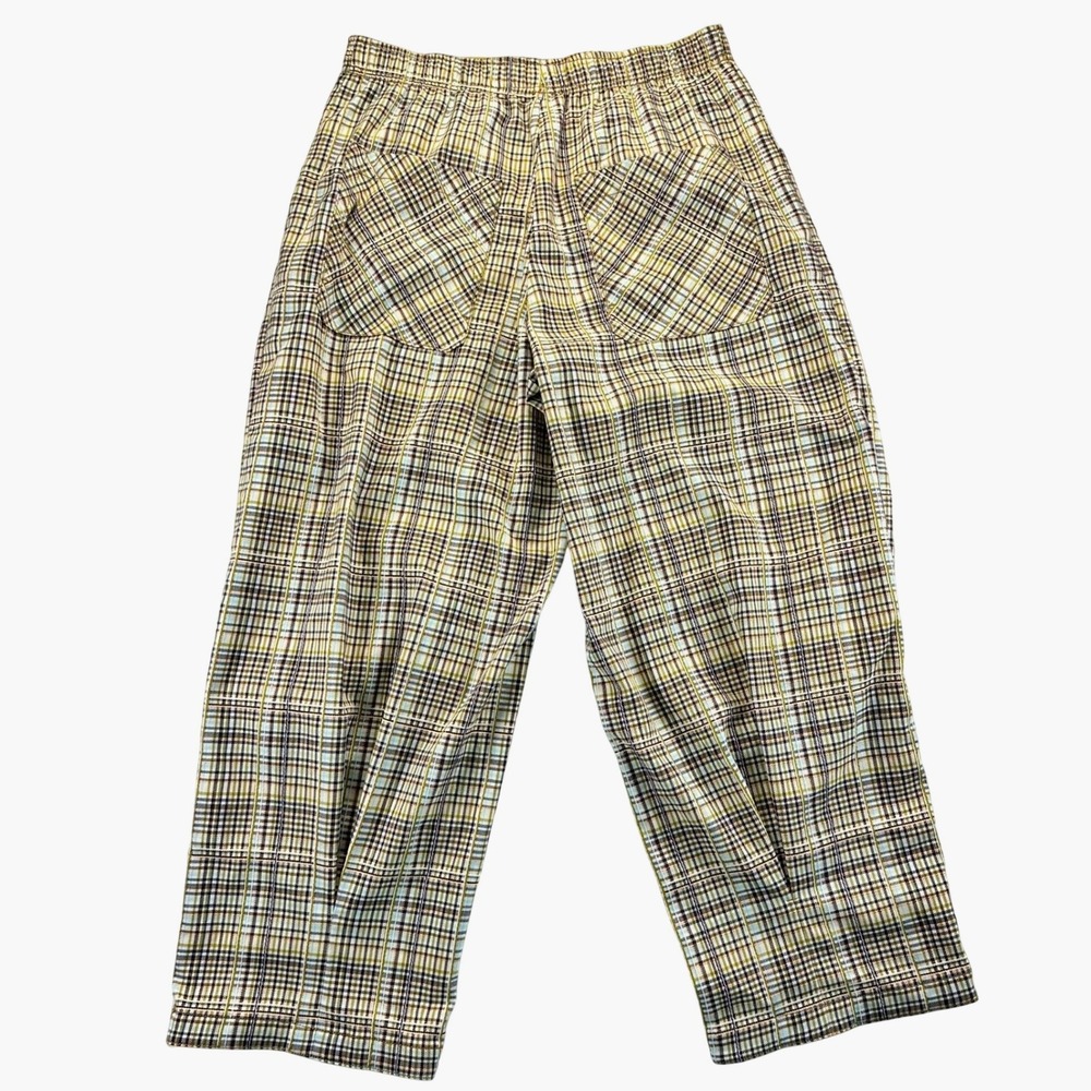Free People Nice Choice Stripe Plaid Pull On Pants Barrel Leg Size Medium NEW - Picture 10 of 16